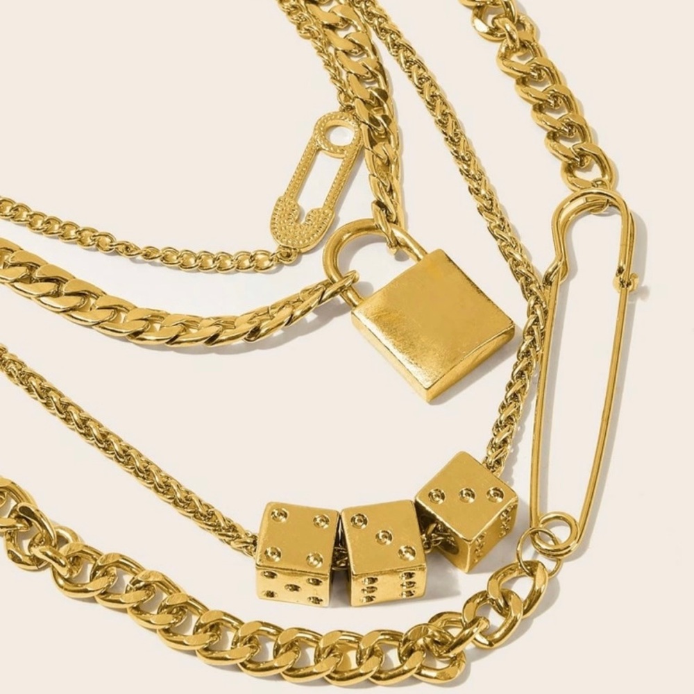NEW!! 💛 Chunky Punk Layered Necklace - Picture 2 of 3